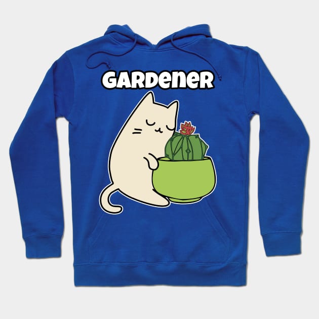 Dwarf chin Cacti hugging Cat Gardener Sticker Hoodie by GlanceCat